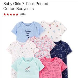 CARTER’S Baby Girls 7-pk Printed Bodysuits 9 mos